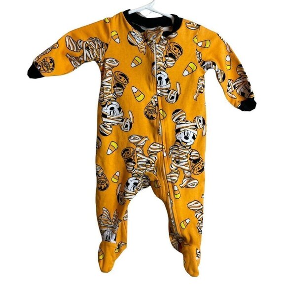 Disney Mickey Mouse Orange Infant Footed Pajamas Sleeper  0-3 Months - Picture 1 of 6